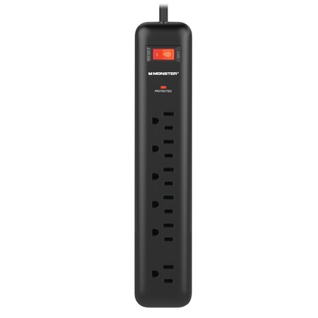 Monster Just Power It Up Surge Protctr 6Out Blk 1801